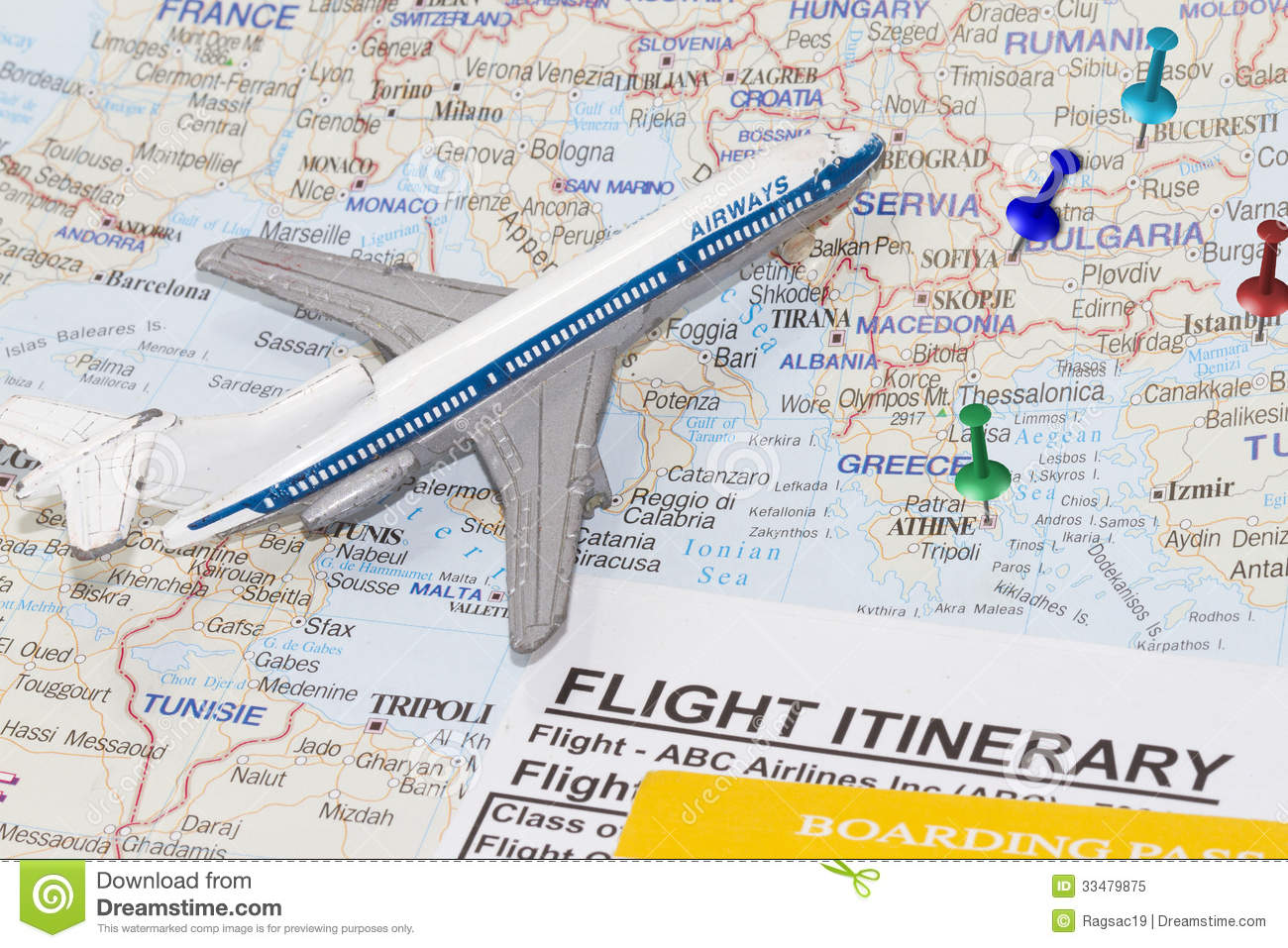 Trip To Europe Abstract With Map Of Europe And Toy Airplane