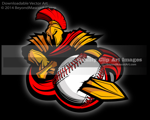 Trojan Baseball Mascot   Spartan Baseball Clipart 0543