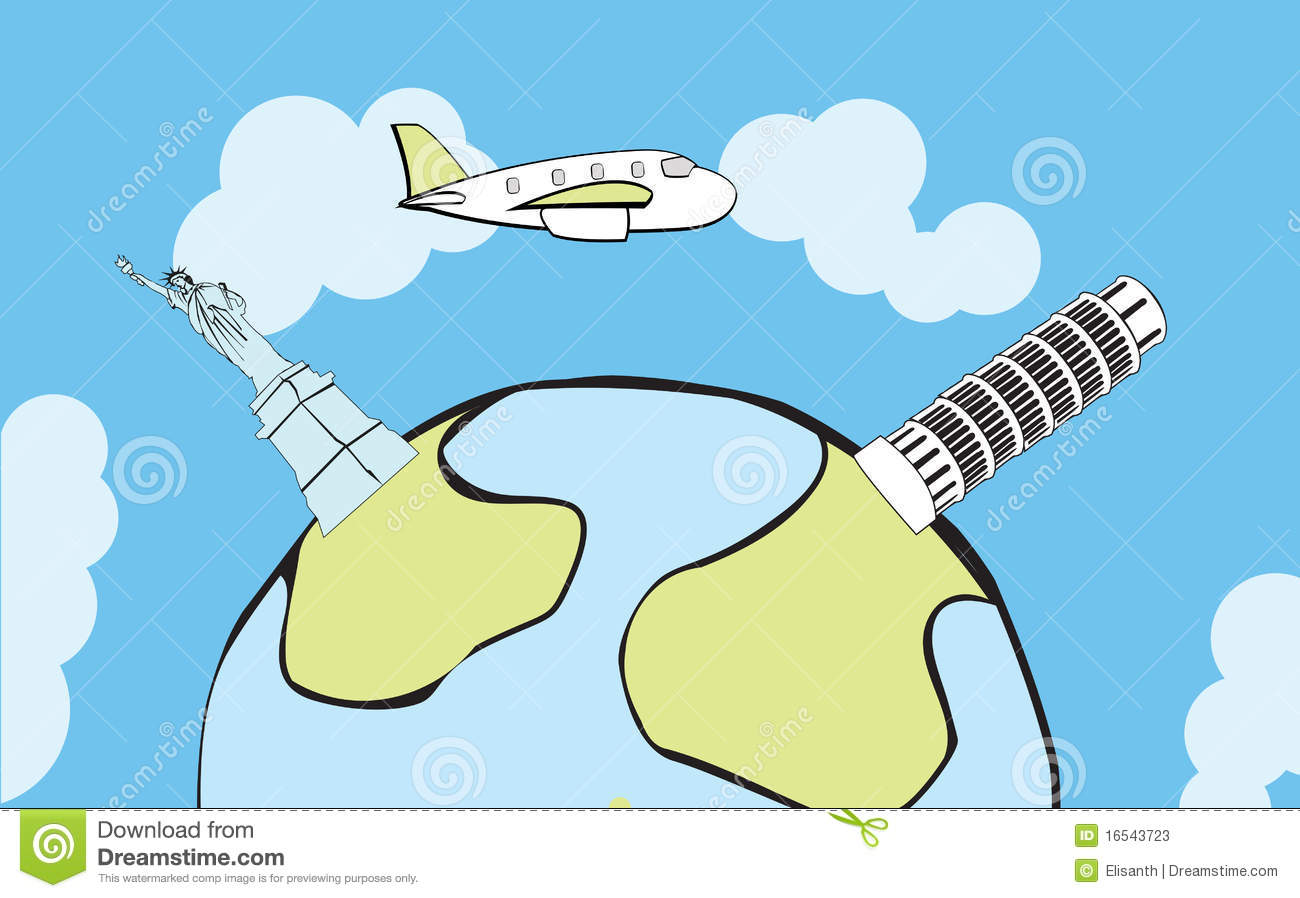 Vector Airplane Flying Around The Globe Stock Photos   Image  16543723