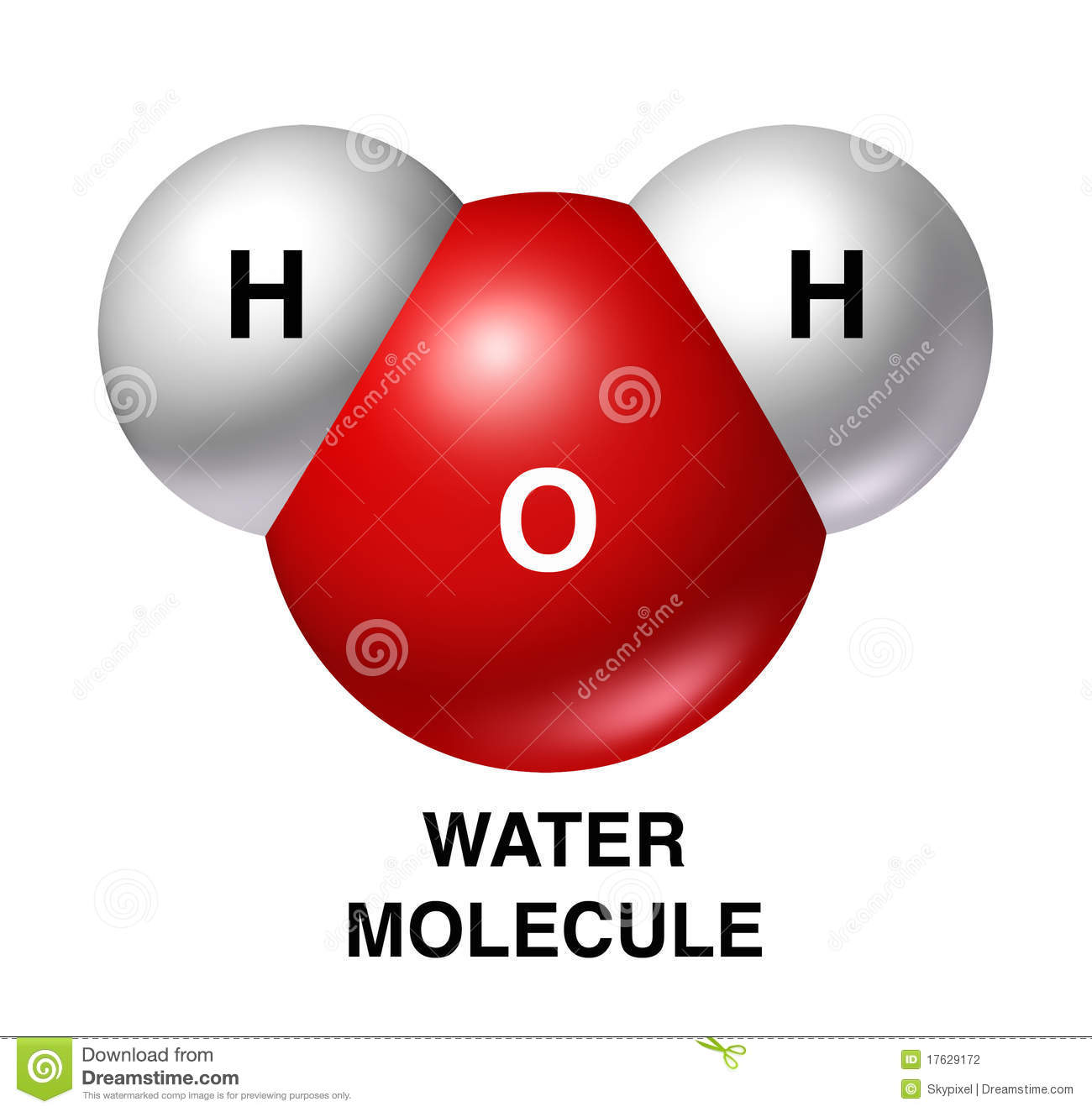Water Molecule Of H2o Isolated Representing Oxygen Hydrogen And Red    