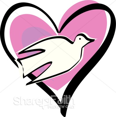 White Dove Pink Heart   Christian Heart Clipart
