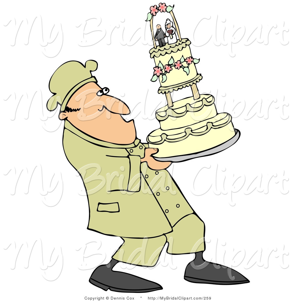 Bridal Clipart Of A Nervous Pastry Chef Leaning Back And Carrying A