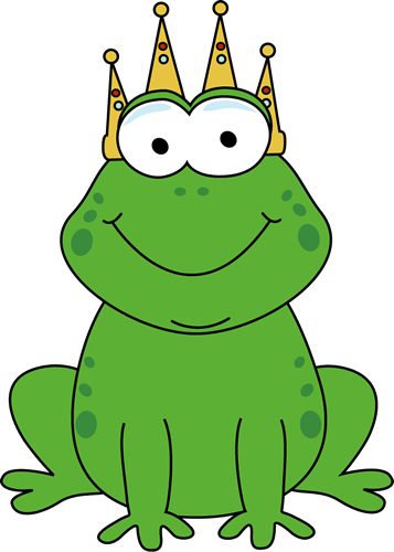 Clip Art Image Dark Green Cartoon Frog Prince Wearing Gold Grown