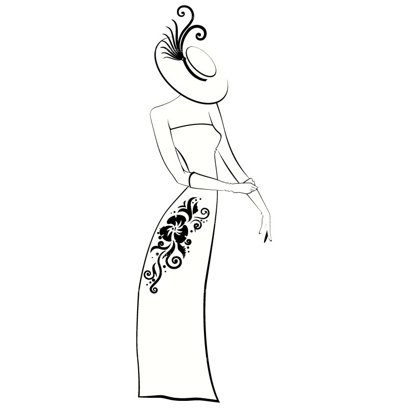 Clipart Classy Lady B W   Royalty Free Vector Design