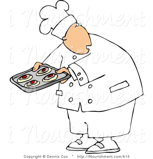 Clipart Of A Pastry Chef Looking Over His Shoulder While Holding Raw