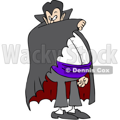 Clipart Vampire Covering His Face With His Cape   Royalty Free Vector