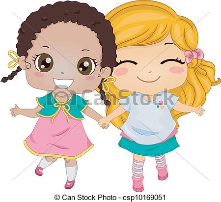 Clipart Vector Of Female Best Friends   Illustration Featuring Two