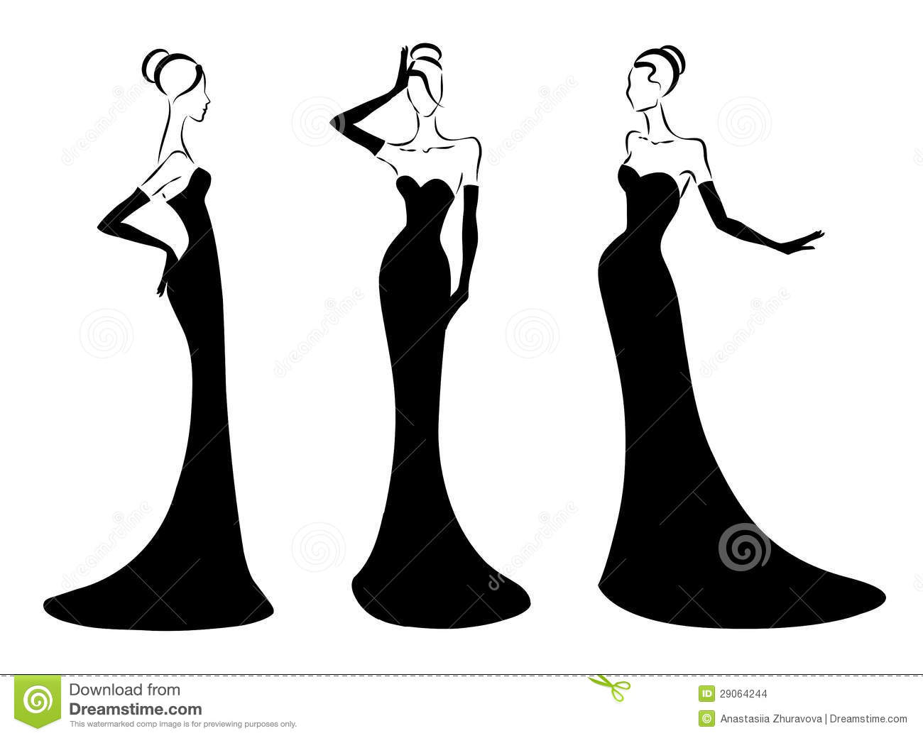 Elegant Woman In A Long Black Dress Stock Images   Image  29064244