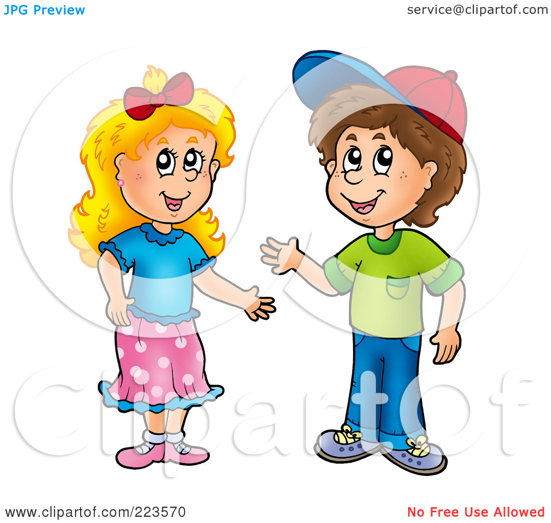 Free  Rf  Clipart Illustration Of A Boy And Girl Waving By Visekart