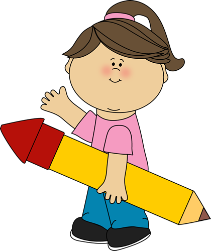 Girl With Pencil Waving Clip Art   Girl With Pencil Waving Image