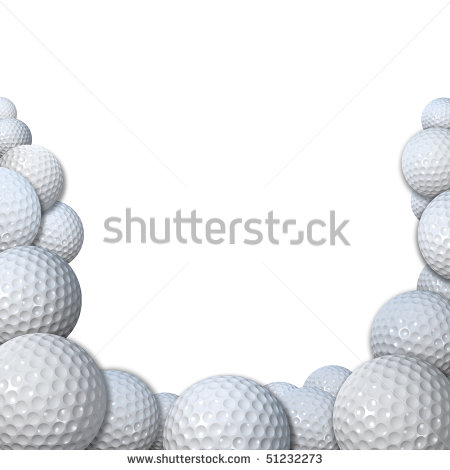 Many 3d Render Golf Balls Form A Golfball Border Background Space For