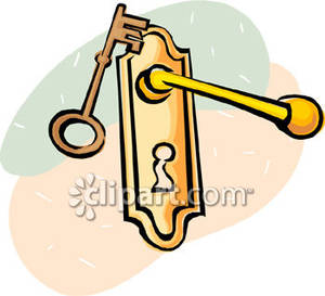 Old Fashioned Brass Key And Door Handle   Royalty Free Clipart Picture