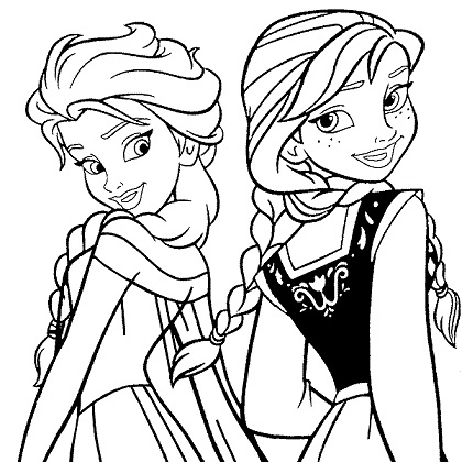 Princesa Elsa E Anna   Desenhos Para Colorir
