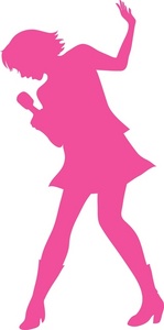 Singer Clipart Image   A Pink Cartoon Silhouette Of A Girl Singing