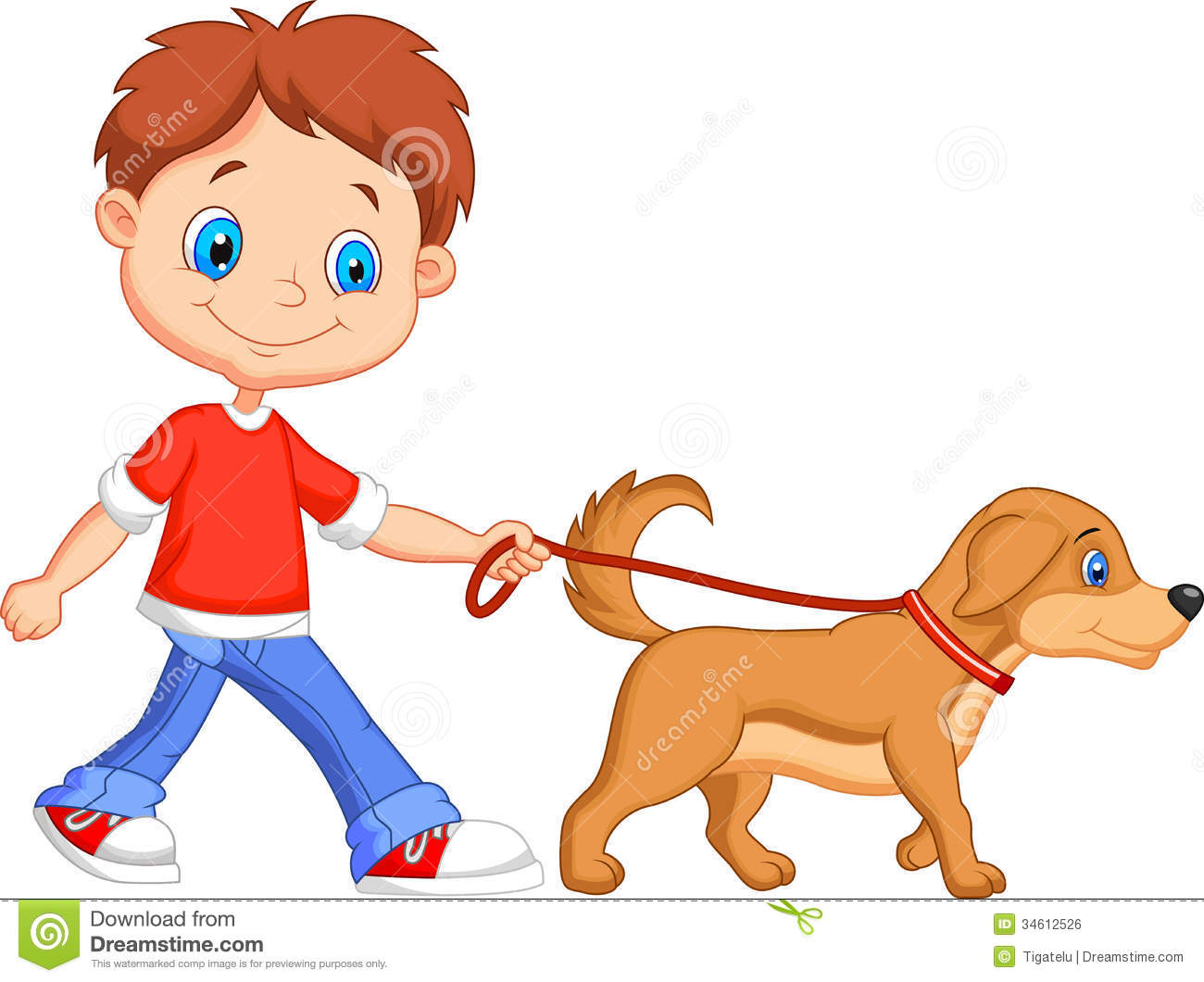 Walking Dog Clip Art Hd Cute Cartoon Boy Walking With Dog Royalty Free