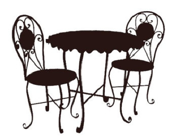 Bistro Cafe Furniture Set Black Clip Art Graphics Image Royalty Free