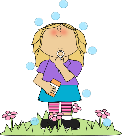 Blowing Bubbles Clip Art   Girl In Flower Patch Blowing Bubbles Image