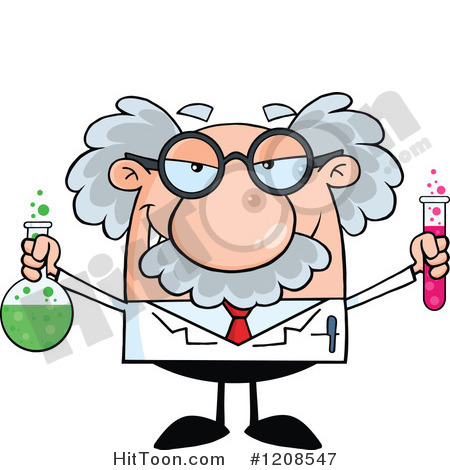 Cartoon Of A Science Professor Holding A Flask And Tube   Royalty Free    