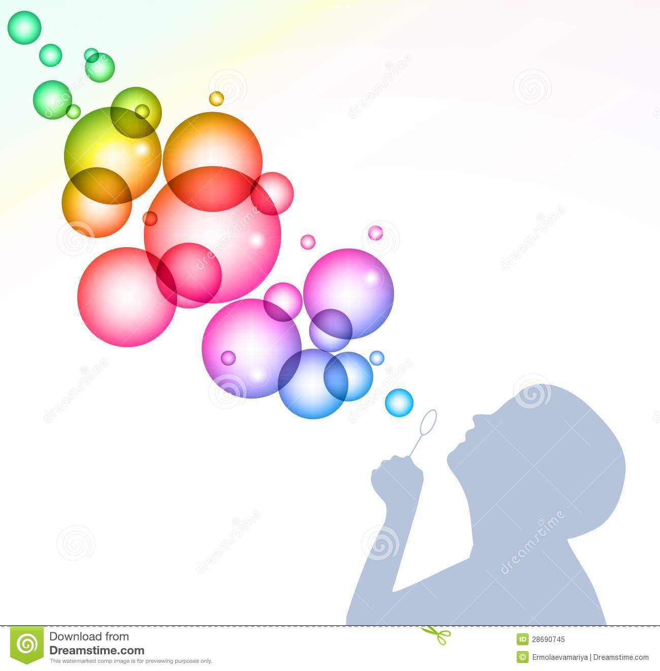 Child Blowing Bubbles  Vector Background Royalty Free Stock Photo