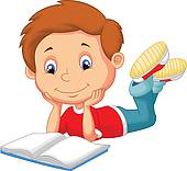 Clip Art Of Cute Boy Cartoon Reading Book K16816688   Search Clipart
