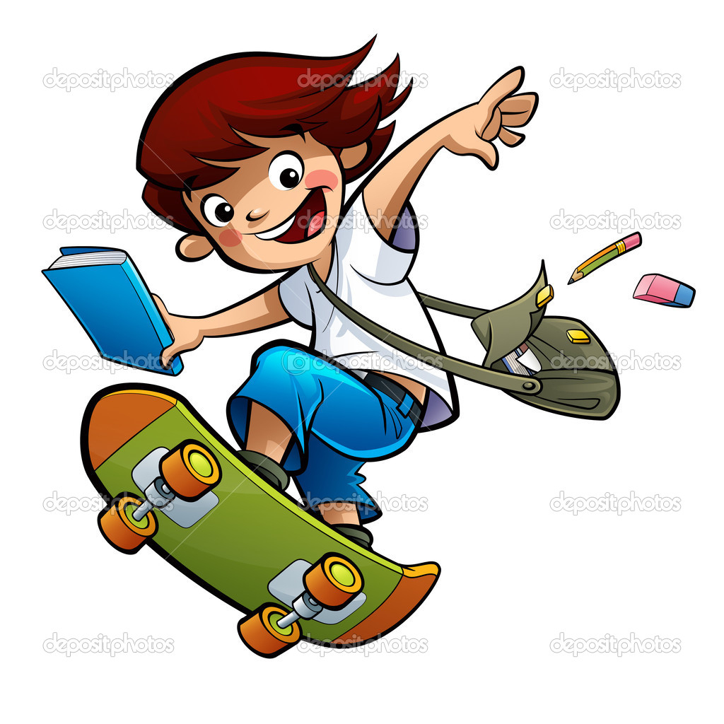 Excited Student Clipart Student Boy Skating Going To