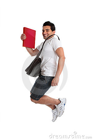 Excited Student Excited Man Student Jumping