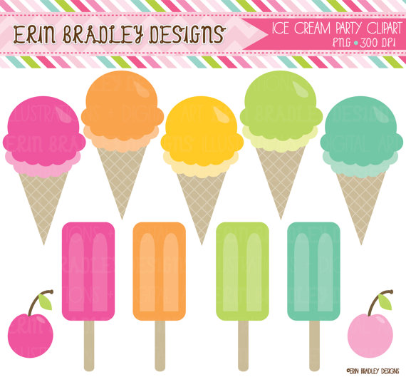 Ice Cream Party Clipart Clip Art Personal And Commercial Use Graphics    