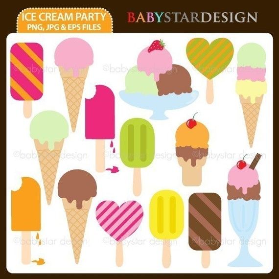 Ice Cream Party Clipart Set Instant Download