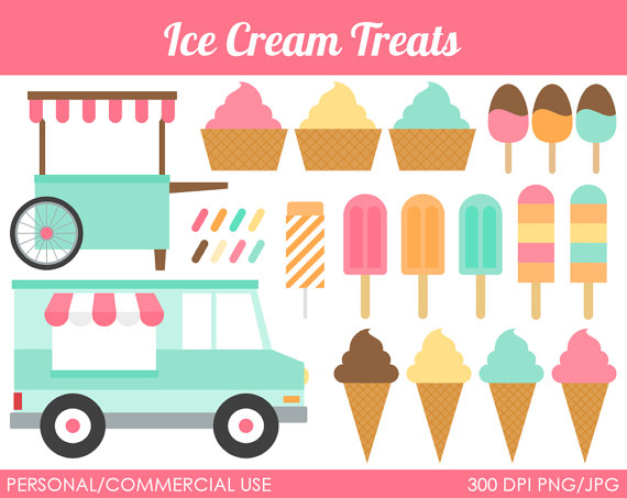 Ice Cream Treats Clipart   Digital Clip Art Graphics For Personal Or    