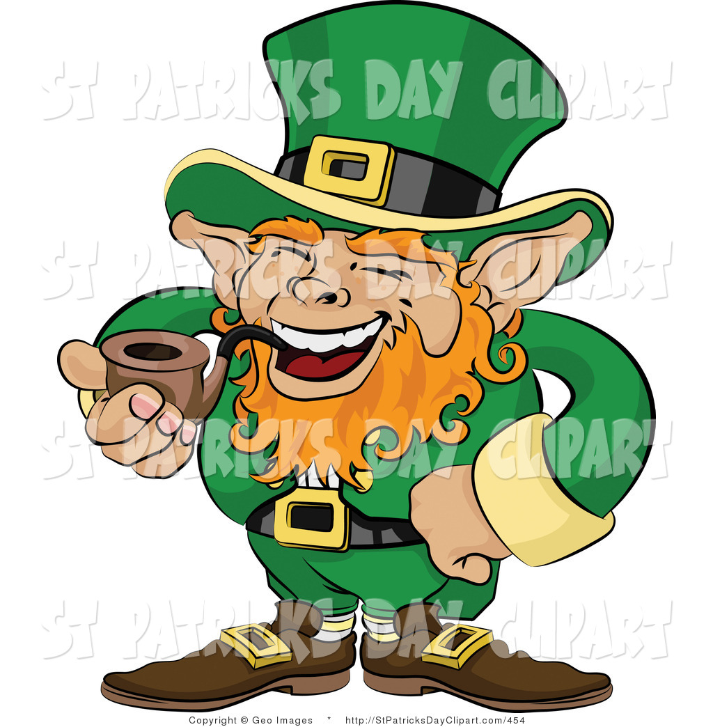 Jolly St Patricks Day Irish Leprechaun With Red Hair Dressed In Green    