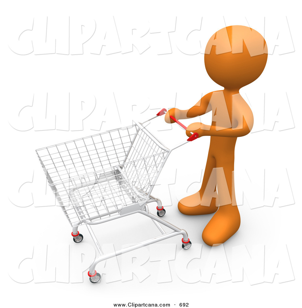 Larger Preview  Clip Art Of An Orange Person Standing With A Shopping