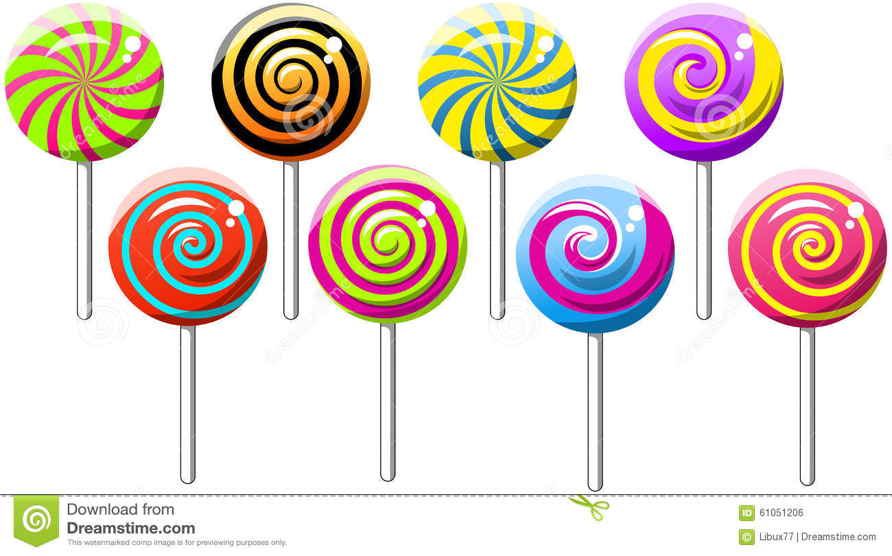 Lollipops Lollipop Collection Spiral Swirly Stock Vector   Image    