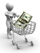 Man With Consumer Basket And Dollar   Royalty Free Clip Art