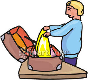 Person Packing A Suitcase   Royalty Free Clipart Picture