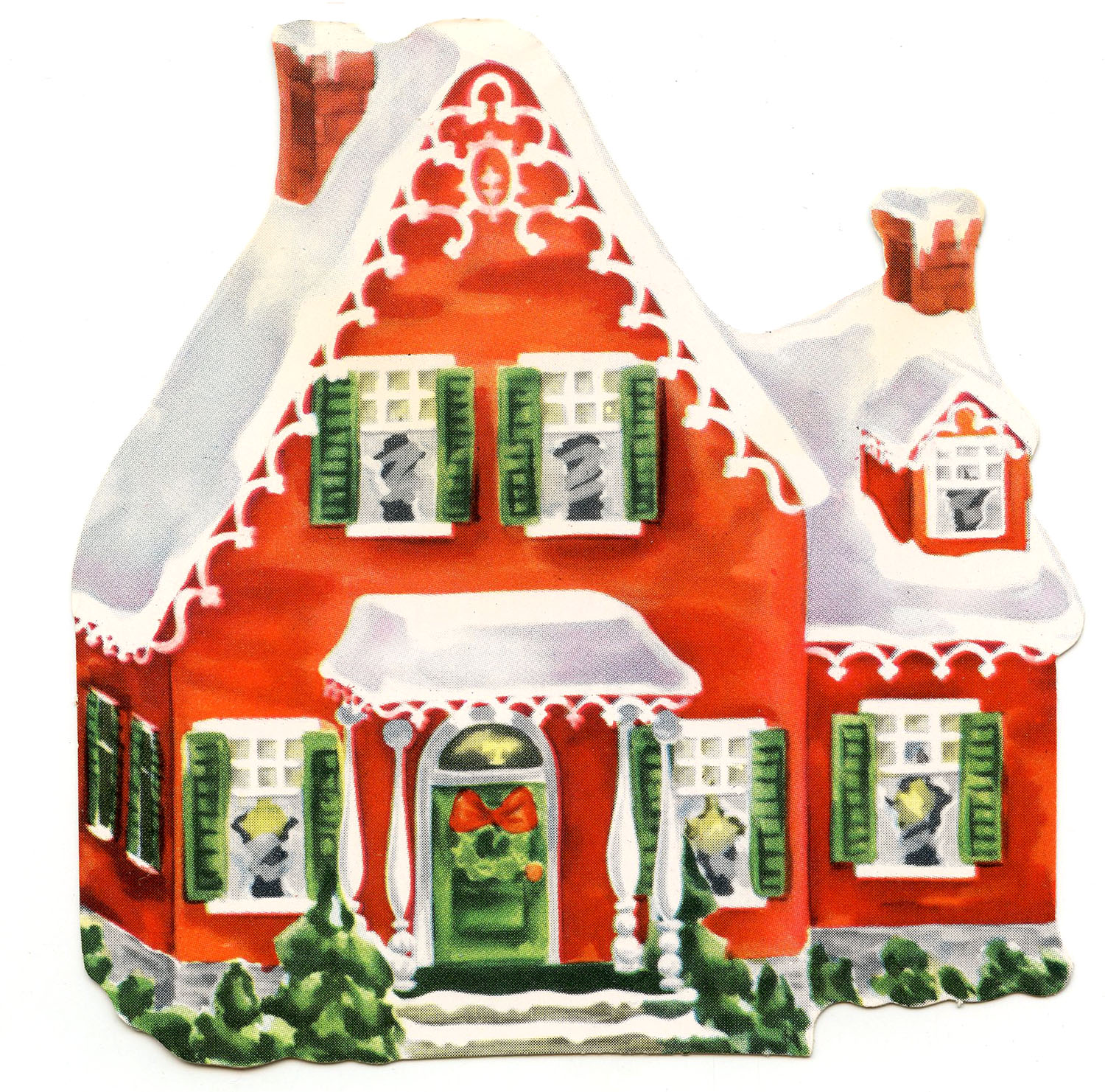 Retro Clip Art   Darling Christmas Cottage   The Graphics Fairy