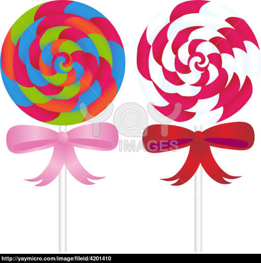 Royalty Free Vector Of Lollipop Candy With Ribbons