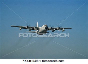 Stock Photograph Of Low Angle View Of A C 130 Hercules In Flight 1574r
