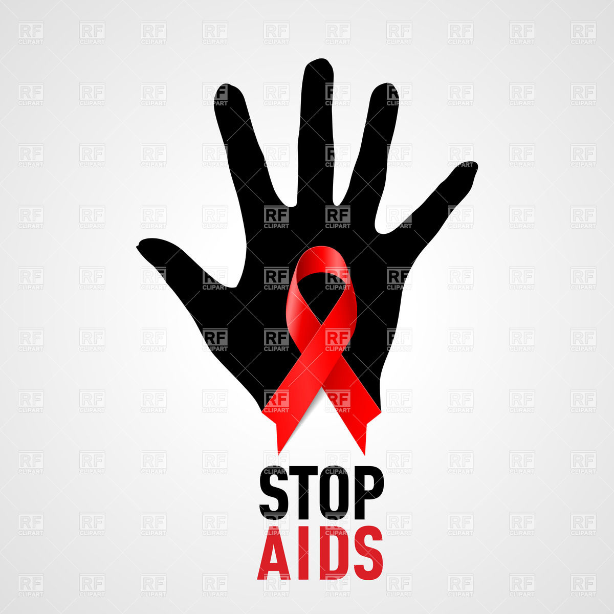 Stop Aids Sign  Black Hand And Red Ribbon 26062 Healthcare Medical    