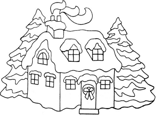 Three More Snowy Christmassy Houses For You To Print And Color All