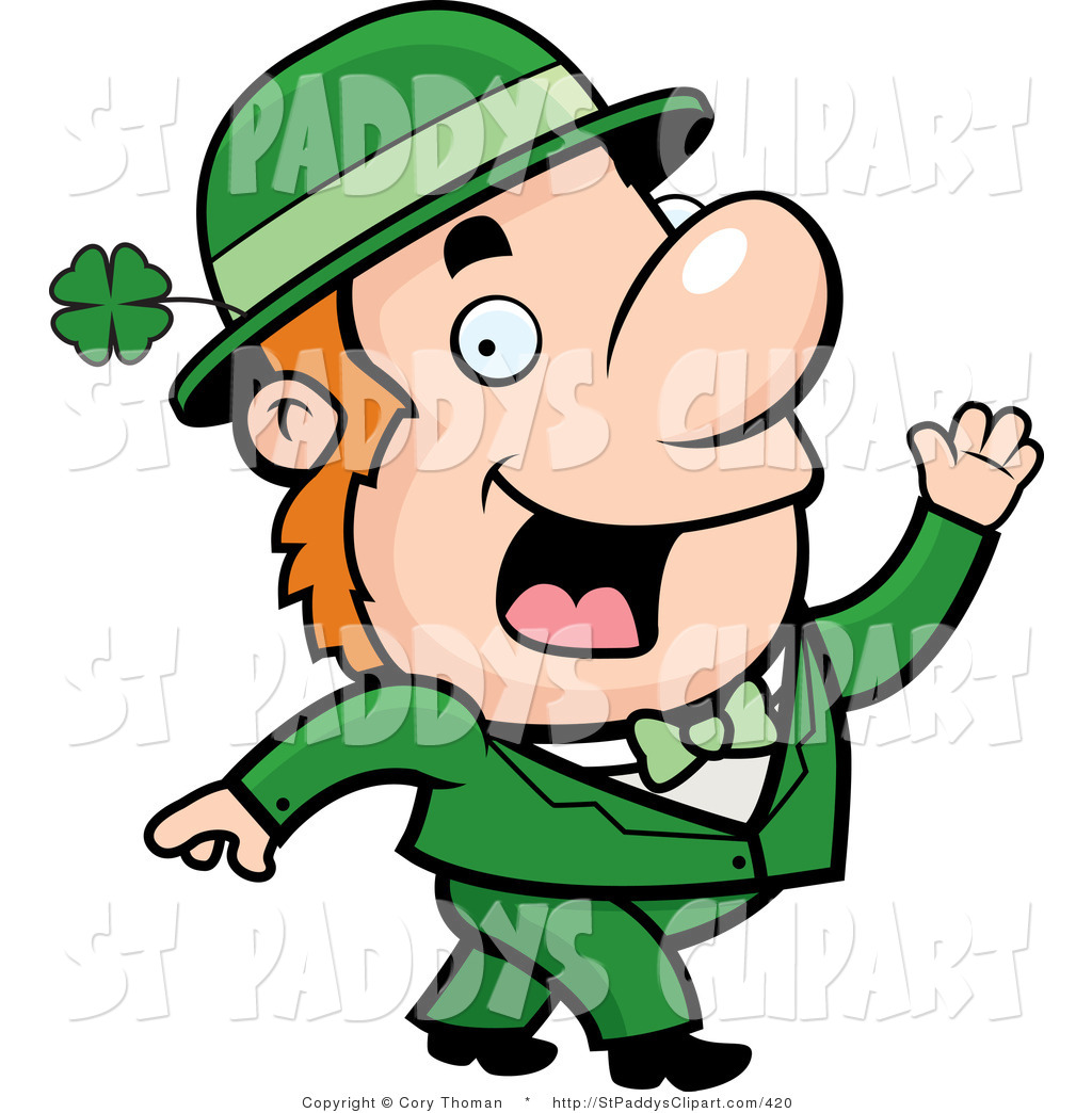Vector Clip Art Of A Friendly Irish Leprechaun Man Waving And Dressed    