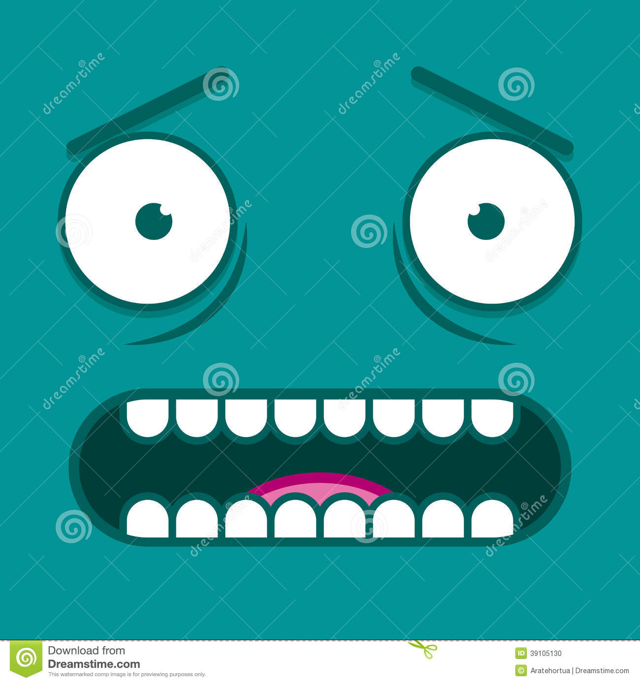 Vector Cute Cartoon White Scared Face Stock Illustration   Image