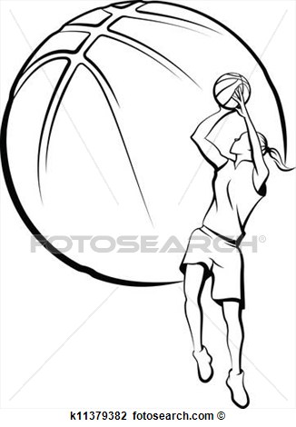 Vector Illustration Of A Girl Basketball Player Shooting A Basketball