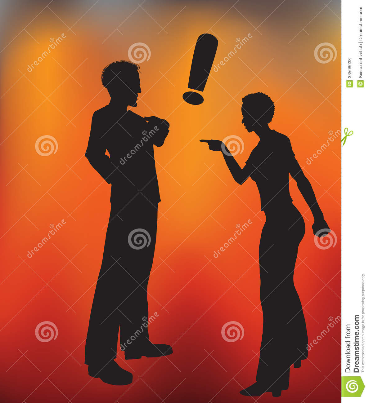 Vector Illustration Of A Man And Woman Heated Argument With A Gradient