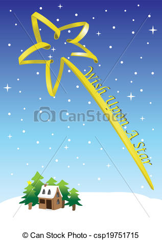 And A Huge Yellow Shooting Star  Wish Upon A Star Christmas Concept