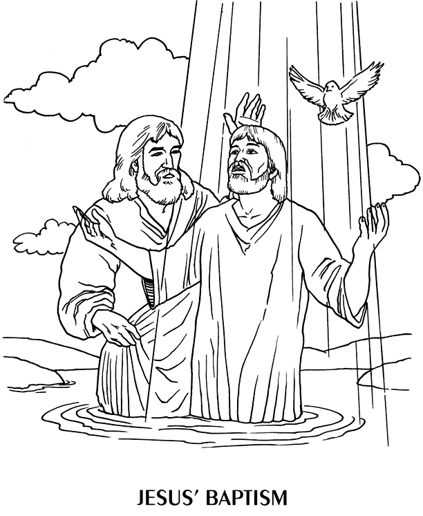 Beautiful Coloring Page Of Jesus Baptism For Kids