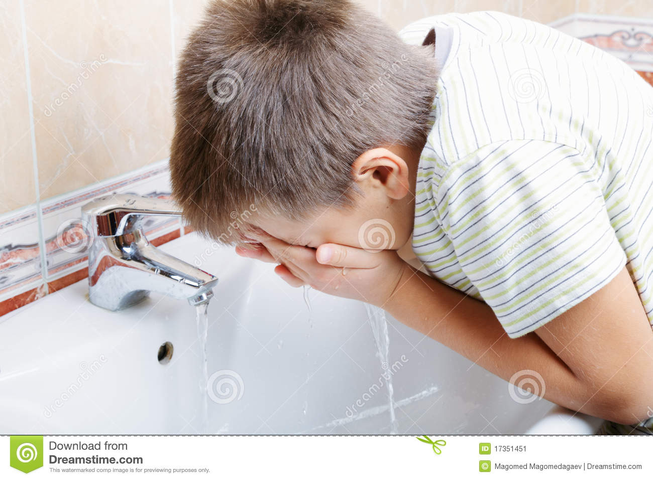 Boy Washing Face Stock Image   Image  17351451