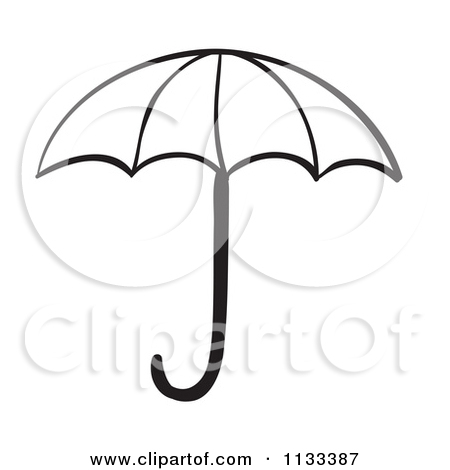 Cartoon Of A Black And White Umbrella   Royalty Free Vector Clipart By    