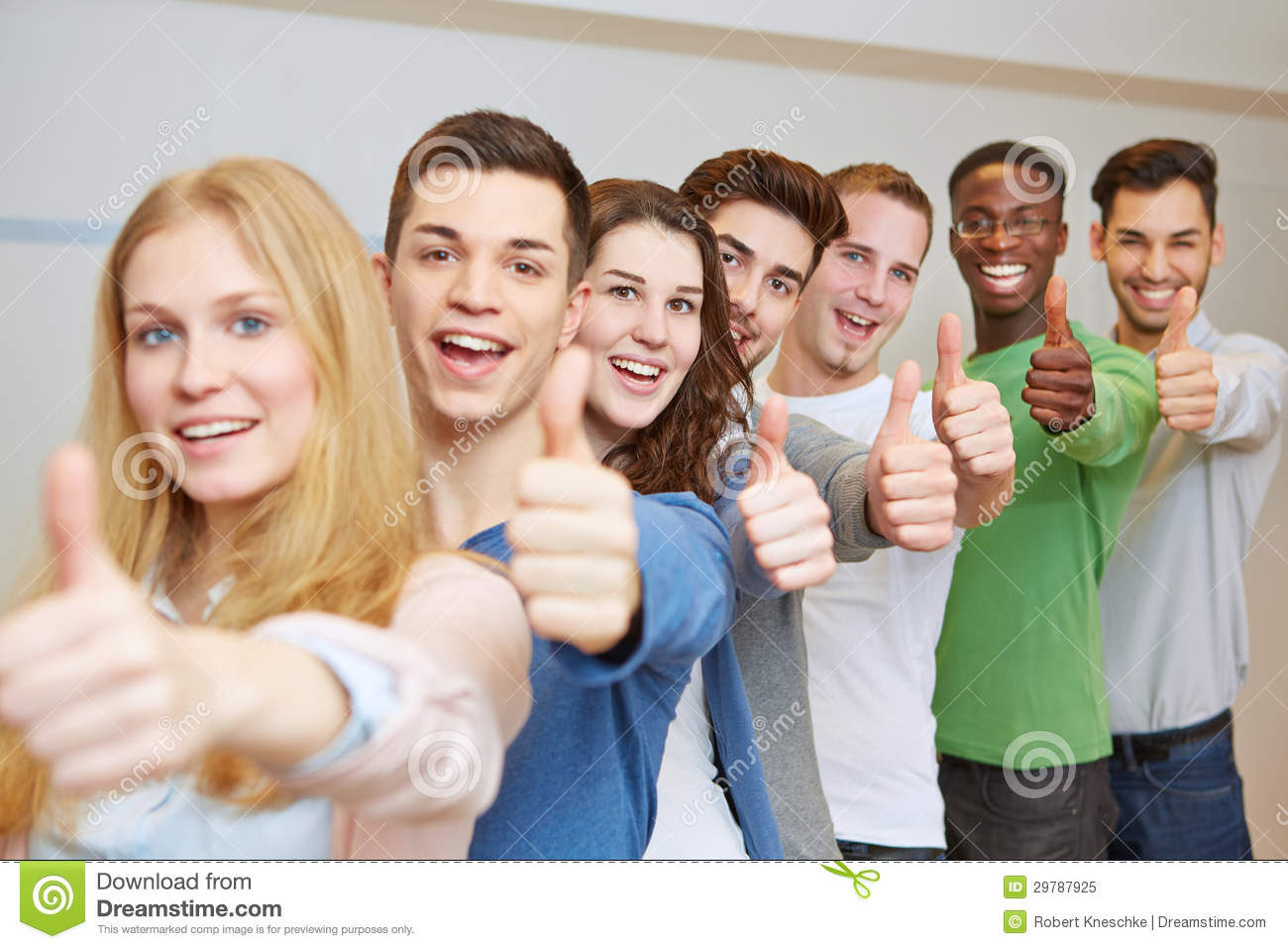 Cheering Students Holding Thumbs Up Royalty Free Stock Photo   Image