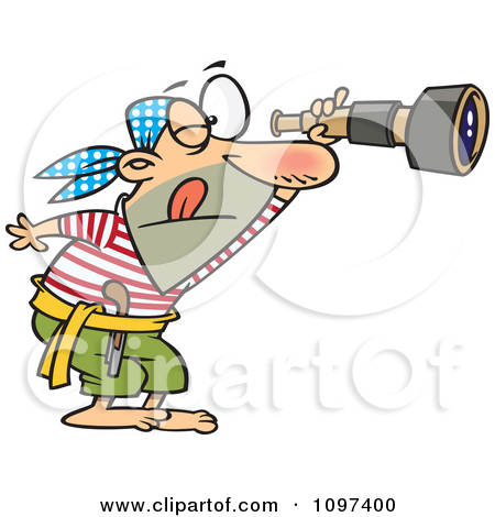 Clipart Pirate Viewing Through A Spyglass Telescope   Royalty Free