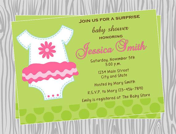 Diy   Baby Girl Tutu Onesie Baby Shower Invitation   Coordinating